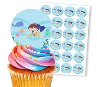 Cute Scuba Diver Underwater Fun Blue, 24 Edible Paper 2.0" Cupcake Toppers