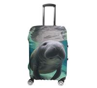 Cute Sea Animal Manatee Suitcase Covers for Luggage - Elastic Luggage Cover Protector, Double-sided Washable Suitcases Sleeve for 19-32 Inch Luggage, white, XL, Cute Sea Animal Manatee