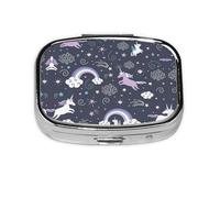 Cute Sea Animal Rainbow Print Square Pill Box,Portable for Pocket Or Purse Pill Organizer Pill Container Holder