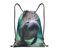Cute Sea Animal Sea Cow Sackpack Lightweight Drawstring Bag Foldable String Bags For Hunting Swim Climbing 39X46Cm
