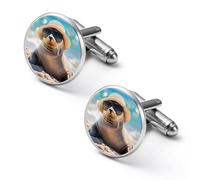 Cute Sea Lion Men's Cufflinks Classic Alloy Cuff Link Fashion Shirt Accessories for Business Party Wedding 1.7cm