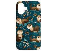 Cute Sea Otter Pattern Animal Teal Nature Cottagecore Case for iPhone 16