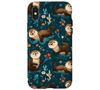 Cute Sea Otter Pattern Animal Teal Nature Cottagecore Case for iPhone X/XS