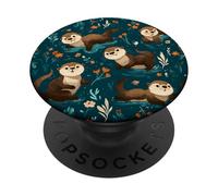 Cute Sea Otter Pattern Animal Teal Nature Cottagecore PopSockets Adhesive PopGrip
