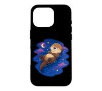 Cute Sea Otter Sleeping Night Sky Stars Goodnight Sleep Case for iPhone 16 Pro