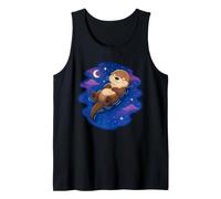 Cute Sea Otter Sleeping Night Sky Stars Goodnight Sleep Tank Top