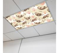 Cute Sea Otters Magnetic Fluorescent Light Covers for Ceiling Lights 2x4 Ft,Coastal Coral Ocean Seagrass Country Cloud Office Kitchen Drop Ceiling Light Covers Lighting Filters Shade Panel 1 Pack