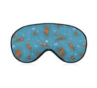 Cute Sea Otters Sleeping Eye Mask Eye Shade with Adjustable Strap Blindfold for Airplane Travel