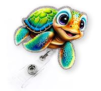 Cute Sea Turtle Badge Reel Retractable for Nurse Nursing RN CNA LPN Medical Worker & Teacher | Funny Nurse Badge Accessories, Turtle Badge Holder with Alligator Clip & 24” Durable Nylon Cord | Acrylic