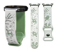 Cute Sea Turtle Engraved Band Compatible with Samsung Galaxy Watch 8 40mm 44mm/Galaxy Watch 8 Classic 46mm,Soft Silicone White Green Two-Tone Sport Strap for Women Girls Men