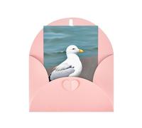Cute seagull Greeting card, blank inner page, includes envelope, 10 cm x 15 cm, for anniversary and party invitations.