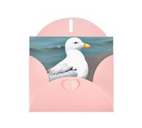 Cute seagull Greeting Card with Pink Envelope Holidays Birthdays Weddings Anniversaries Write Unique Blessings