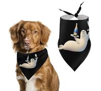 Cute Seal And Champagne Printed Dog Bandanas Funny Pets Triangle Scarf Puppies Handkerchief for Small Medium Large Dogs Cats Pet