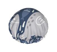 Cute Seal,Shower Cap Nightcap Double Layer Waterproof Elastic Bath Cap Reusable Hair Cap