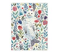 Artery8 Cute Seal Swimming in Wildflowers Bright Floral Living Room Extra Large XL Wall Art Poster Print