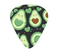 Cute Seamless Pattern Avocado Heart,12 Pcs Guitar Pick,3 Different Thickness Plectrums for Acoustic Guitar Bass Ukulele (0.46mm 0.96mm 0.71mm)
