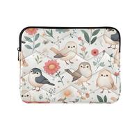 Cute Seamless Pattern with A Little Birds and Flowers Laptop Sleeve Case for 13-14 Inch Notebook, Portable Computer Bag Briefcase Tablet Travel Carrying Case