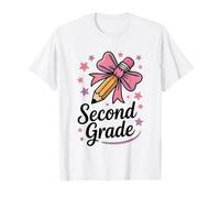 Cute Second Grade Bow Pencil Graphic Back to School T-Shirt