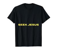 Cute Seek Jesus, But First Let Me Thank God, Christian Value Graphic T-Shirt, Men, Black, M