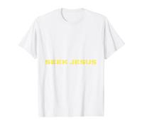 Cute Seek Jesus, But First Let Me Thank God, Christian Value Graphic T-Shirt, Men, White, L