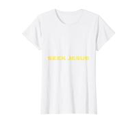 Cute Seek Jesus, But First Let Me Thank God, Christian Value Graphic T-Shirt, Women, White, XL