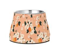 Cute Serviceberry Fruit Peach Pets Food Bowl Enhanced Stainless Steel Pets Water Bowl for Slow Feed Cats Whisker Friendly