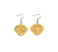 Cute Sesshell Dangle Drop Resin Earrings for Women Bohemian Hawaii Creative Summer Beach Glitter Sequins Stars Pearl Shell Charm Handmade Hook Jewelry Ocean Elements Accessories, One Size, Resin, No
