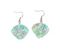 Cute Sesshell Dangle Drop Resin Earrings for Women Bohemian Hawaii Creative Summer Beach Glitter Sequins Stars Pearl Shell Charm Handmade Hook Jewelry Ocean Elements Accessories, One Size, Resin, No