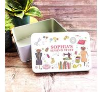 Cute Sewing Stuff Icons Rectangle Personalised Tin Personalised Gift | Custom Gift | Personalized Tin | Personalised Tins | Gift For Her | Gift For Him