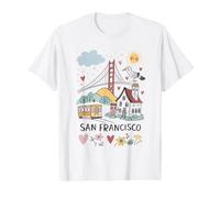 Cute SF City Souvenir with San Francisco Icons Value Graphic T-Shirt, Men, White, L