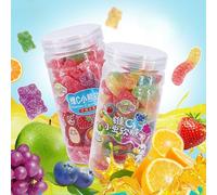 Cute shape fruit gummies, mixed flavor fruit gummy candy, canned fudge gift package 160g/can, healthy and nutritious juice Dim sum, strawberry desserts, wedding candy, sweet snacks (4 cans)