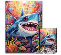 Cute Shark 1000-Piece Jigsaw Puzzle cardboard Jigsaw Puzzles for Adults Challenging Brain Teaser - Relaxing Toy for Teenagers 26X38CM/10.23x14.96inch