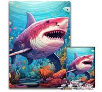 Cute Shark 1000Pc Adults Jigsaw Puzzle cardboard Puzzles Home Decor Brain Teaser Game for Teenagers & Family Interaction 26X38CM/10.23x14.96inch