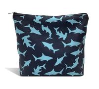 Cute Shark Bag, Shark bags for Women,Grandma, Shark Lover Makeup Bag, Shark Bag Funny Shark Lovers Gift Sharks Ocean Animals Cosmetic Bag Just A Girl Who Loves Sharks Zipper Makeup Pouch, White, Shark