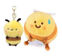 Cute Shark Bee Plush Toy, Super Soft Kawaii Honeybee Pillow Cushion, 20cm Animal Stuffed Doll with 12cm Plush Bee Keychain, Perfect for Hugging, Birthday Gift for Kids Boys Girls & Plushie Lovers (1)
