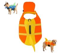 Cute Shark Dog Life Jacket with Chin Float, High Buoyancy Safety Swim Vest with Rescue Handle for Small Medium Large Dogs, Adjustable Puppy Flotation Coat for Pool Lake Boating (Orange Medium)