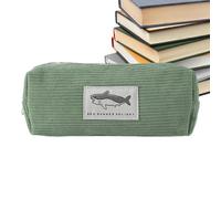 Cute Shark Embroidery Pencil Carton -Grain-Capacity Animal Pencil, Multifunctional Pen Case for Travel, School and Work Portable for G Shark Design, Cartol Case, green, riferimento alla