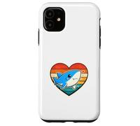 Cute Shark in Retro Heart - Kawaii Shark Vintage Sunset Case for iPhone 11