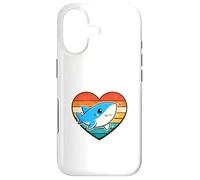 Cute Shark in Retro Heart - Kawaii Shark Vintage Sunset Case for iPhone 17