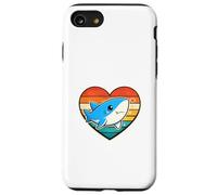 Cute Shark in Retro Heart - Kawaii Shark Vintage Sunset Case for iPhone SE (2020) / 7/8