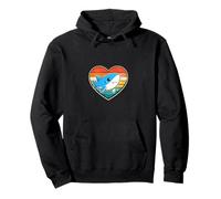 Cute Shark in Retro Heart - Kawaii Shark Vintage Sunset Pullover Hoodie