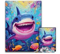 Cute Shark Jigsaw Puzzles for Adults, 1000 Piece Jigsaw Puzzles Family Activity, Brain Teaser, Home Decor, 26X38CM/10.23x14.96inch