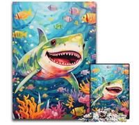 Cute Shark JigsawPuzzle 1000 Pieces for Adults Challenging Puzzles Brain Teaser, Adult Game, Family Interactive Activity 50x75CM/19.68x29.52inch