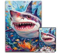 Cute Shark Jigsaws 1000 Pieces for Adults Wooden Jigsaw Puzzles for Adults Family Activity, Brain Teaser, Home Decor, 50x75CM/19.68x29.52inch