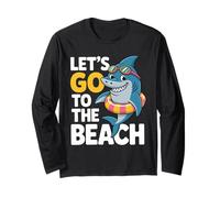 Cute Shark Let's Go To The Beach Summer Vacation Graphic Long Sleeve T-Shirt