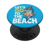 Cute Shark Let's Go To The Beach Summer Vacation Graphic PopSockets Adhesive PopGrip