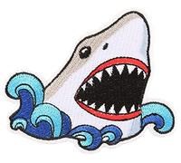 Cute Shark Patch Iron On Sew On Embroidered Patch Great White Shark Embroidered Patch Sea World Ocean Series Sharks Iron-on or Sew-on Emblem Badge DIY Appliques Application Fabric Patches