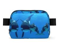 Cute Shark Pattern, Killer Whale Pattern, Travel Bum Bag Square Waist Bag Casual Chest Bag Fanny Pack for Men Women