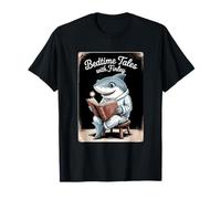 Cute Shark reading a Book Bedtime Tales with Finley Kids T-Shirt
