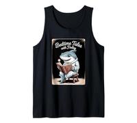 Cute Shark reading a Book Bedtime Tales with Finley Kids Tank Top
